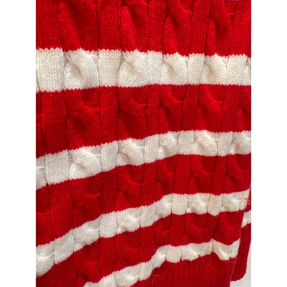 WIHOLL‎ Red White Striped Cable Knit Button Front Sweater Vest V-Neck Large - Picture 7 of 7